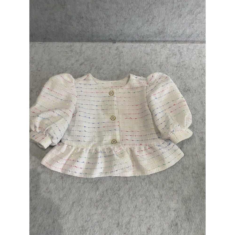 Janie and Jack Girls 2T White Boucle Jacket Blazer Rainbow Outfit Easter Spring